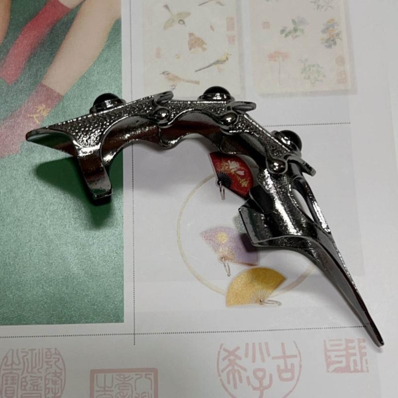 Gotycki Punk Rękawica Ręka Szkieletu Regulowany Metalowy Pazur Palca Szkielet Pełne Pierścienie na Palce na Halloween Cosplay i Imprezę