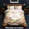 Teddy Bear Theme Custom Text Or Name 3Pcs Bedding Set,1 Flat Sheet & 2 Pillowcases Personalized Home Bedding