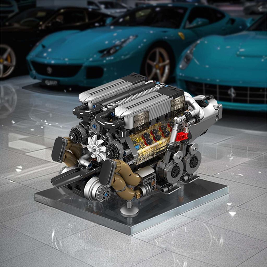 Mould King 10131 MOC Technic (W16) Two Closely Spaced V8 Engines, Building Block Kit with Motor and Box, 4 Turbochargers (952+)