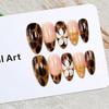 Cross-border 3D 3D wearable nail tips, light luxury leopard print floral nail art, golden almond nails, fake nails, 24 pieces wholesale