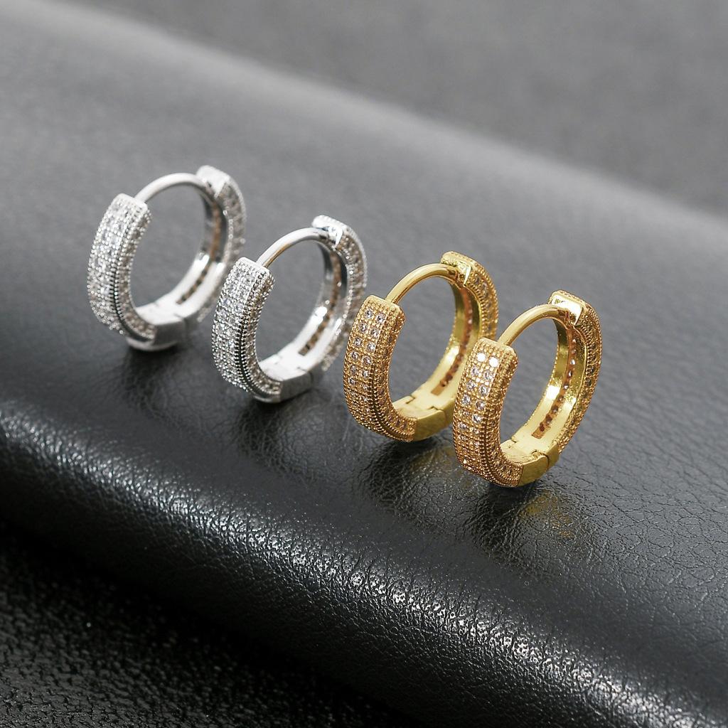 

Позолоченные серьги-кольца с цирконием, серьги-кольца-манжеты для женщин, женские элегантные украшения, женские аксессуары