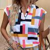 Women's Fashion Summer Spring Casual Geometric Print Sleeveless V-Neck Blouses & Shirts