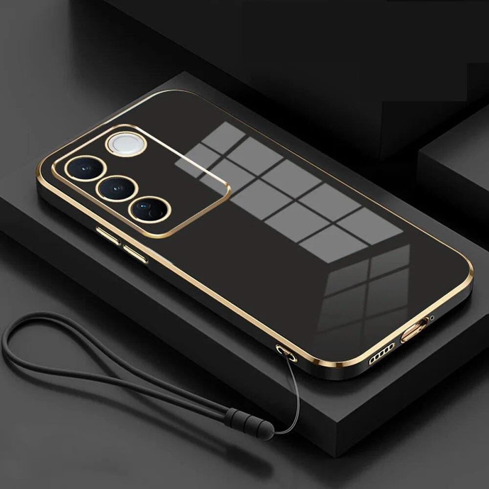 Pentru vivo V27e Husă vivo V27 Pro Husă pentru telefon Vivo X27 Husă V2230 V2231 V2246 V2237 Husă din spate cu placare pătrată de lux antișoc