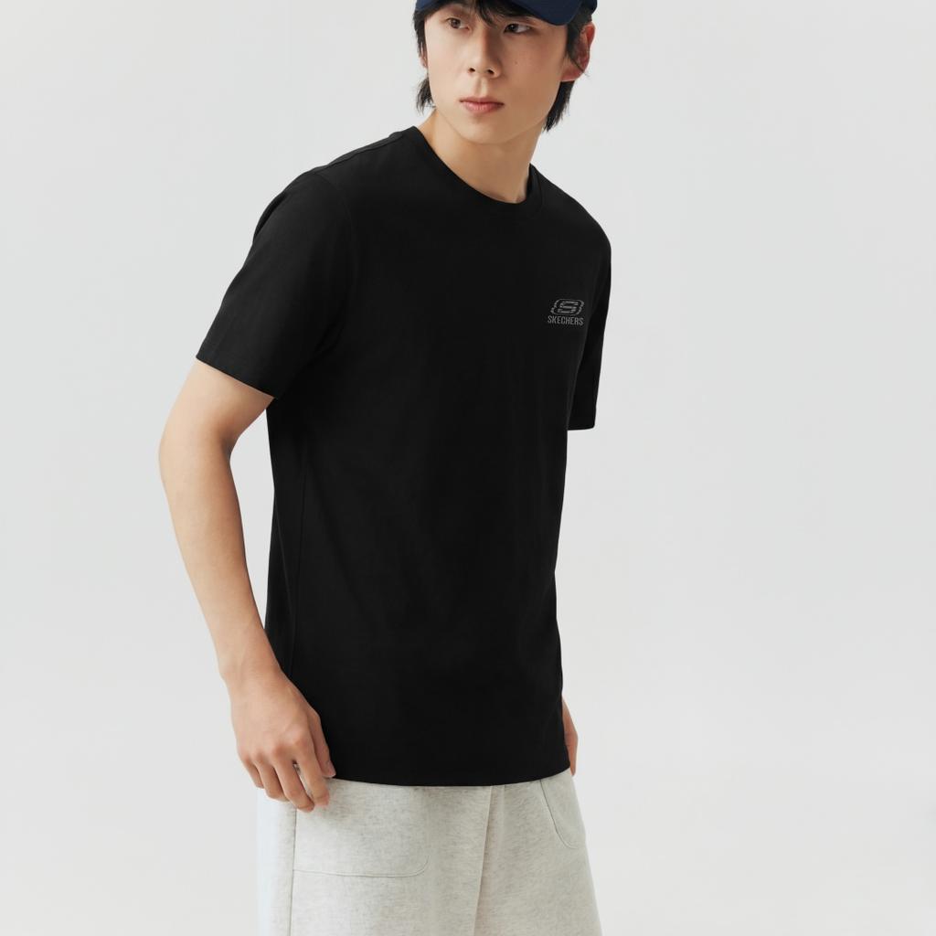 Skechers Breathable Short Sleeve Round Neck Solid Color T-Shirt Unisex Tops L126U038-0018