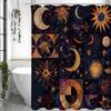 Sun Moon Geometric Collage Shower Curtain, Bathroom Decorative Shower Curtain, Waterproof Shower Curtain with Hooks