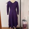 Herbst Winter elegant einfarbig locker Maxikleid O-Ausschnitt Langarm Rüschen A-Linie Partykleider für Damen Kleidung lila vestidos
