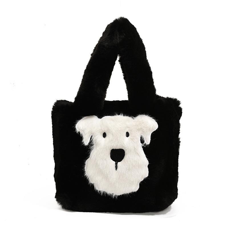 Peluche cachorro lindo casual esponjoso bolso de mujer otoño nueva tendencia moda personalizado portátil bolso de hombro