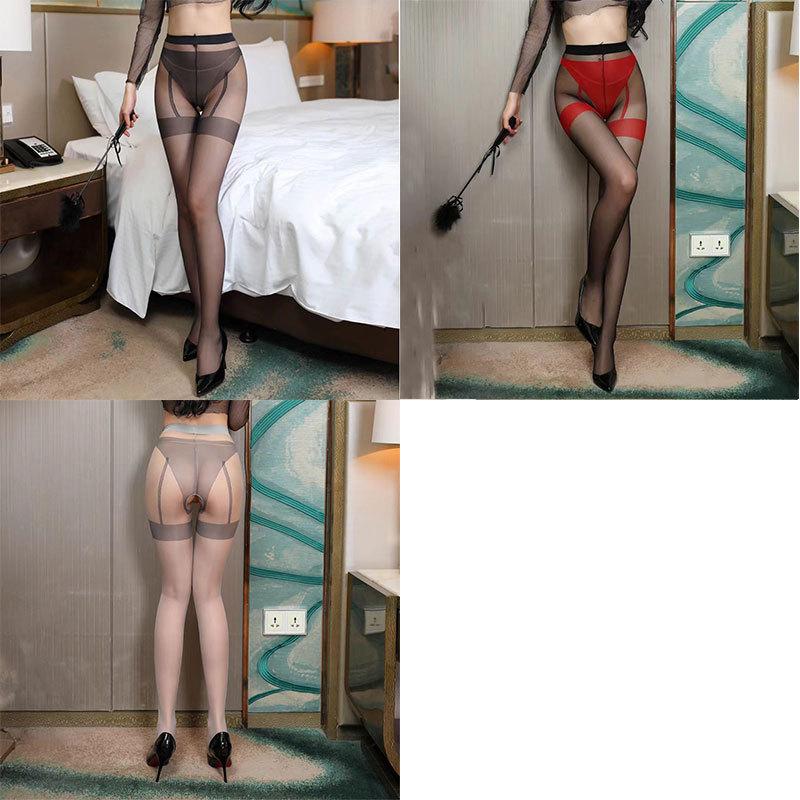 New Sex Underwear Sex Stockings Women's Core Silk Sexy Fake Garter Belt Open Pantyhose Wholesale Delivery