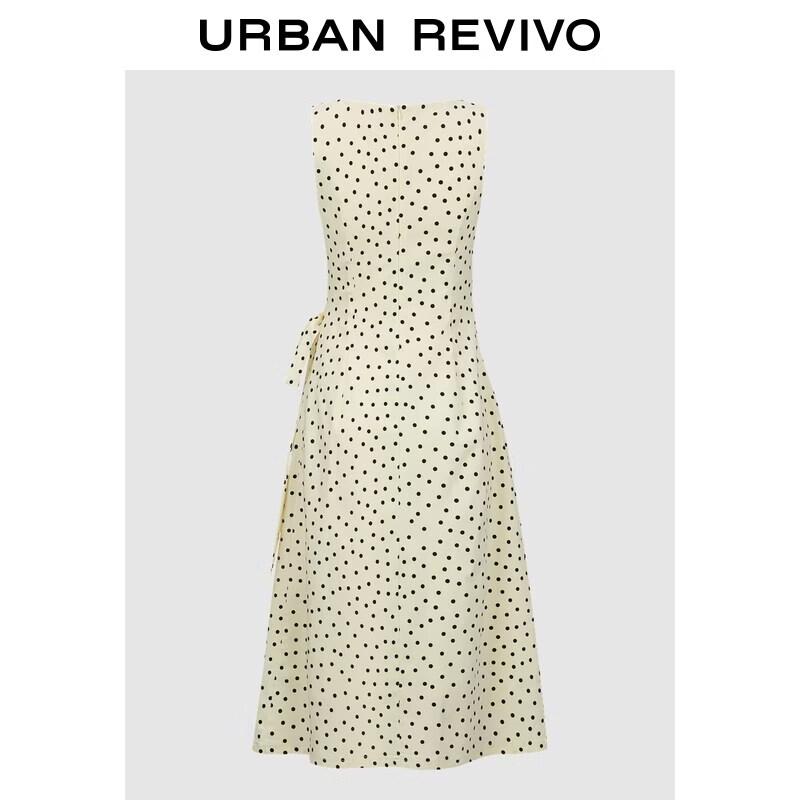 UR2026 Polka Dot Pleated Sleeveless Dress