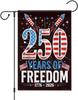 USA 250 Years Strong 1776-2026 Independence Day Holiday Parade Flags, 12x18 Inch Single-Sided Garden Flag for Street Celebra