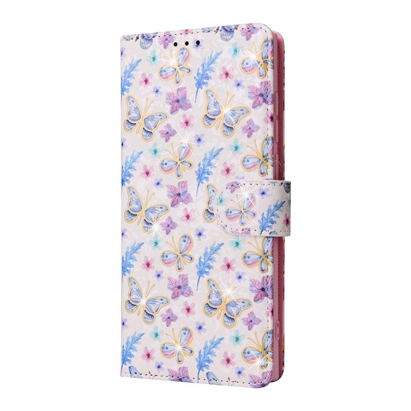 Luxury 3D Gilded Flowers Printed Case Cover for iPhone 14 13 12 11 Pro Max Samsung Galaxy S23 S22 S21 S20 A13 A23 A33 A53 A73 RFID Blocking Wallet Bag
