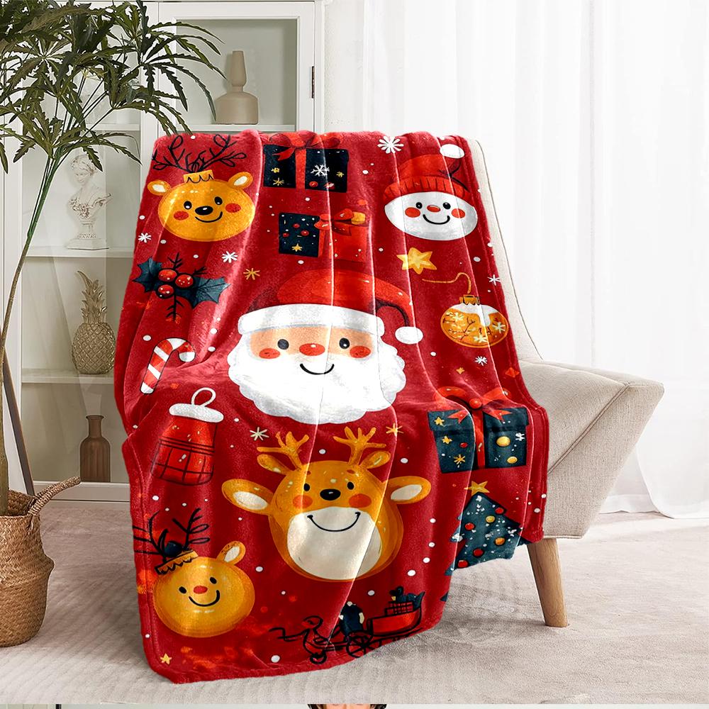 Christmas Theme Printed Blanket - Perfect for Couch, Bed, Travel & Outdoor Use | Machine Washable, Cozy & Durable.