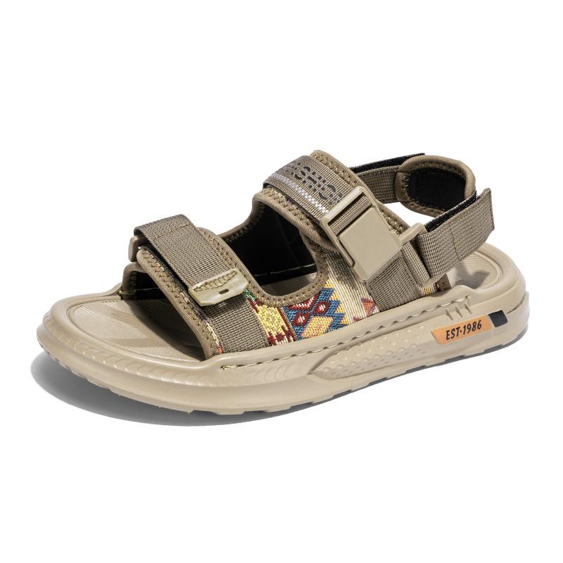 

Fashion Fashionable Two Pairs of Slippers Sandals Totems Adolescent Flat Bottomed Non-slip Comfortable Men Ventilation Leisure Sandals 44 хаки