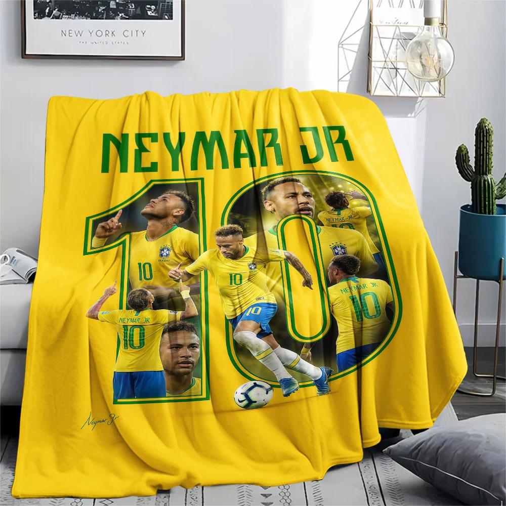 1PC Neymar Patterned Flannel Blanket Suitable For All Seasons for Home Decor Warmth and Comfort Gifts Holiday Present