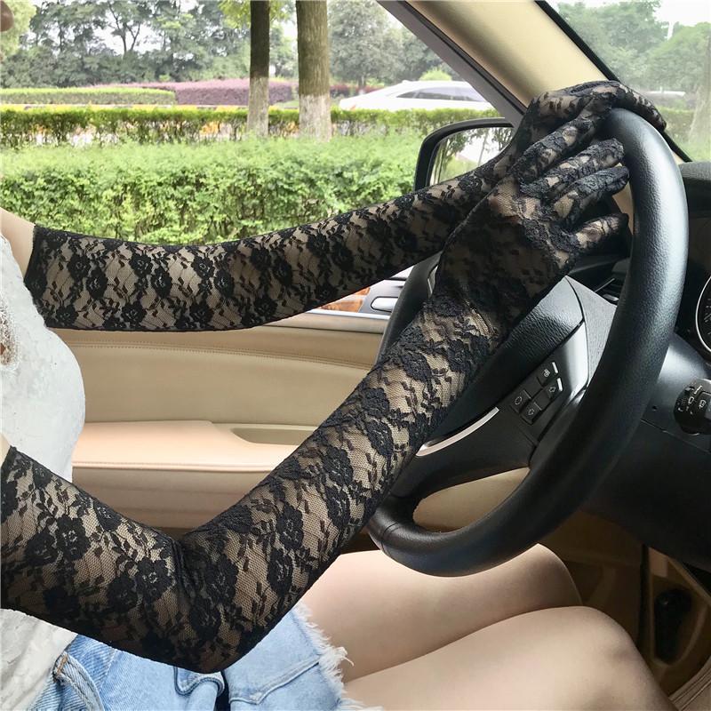 Women Sexy Hollow Lace Summer Drive Cycling Breathable Gloves Thin Transparent Exquisite Etiquette Lolita Cosplay Soft
