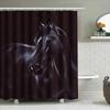 Luxuriöser bedruckter Duschvorhang Wasserdichtes Badezimmerdekor Heimdekoration Pferdemuster Dunkelrote Farbe Waschbarer Badewanneneinsatz