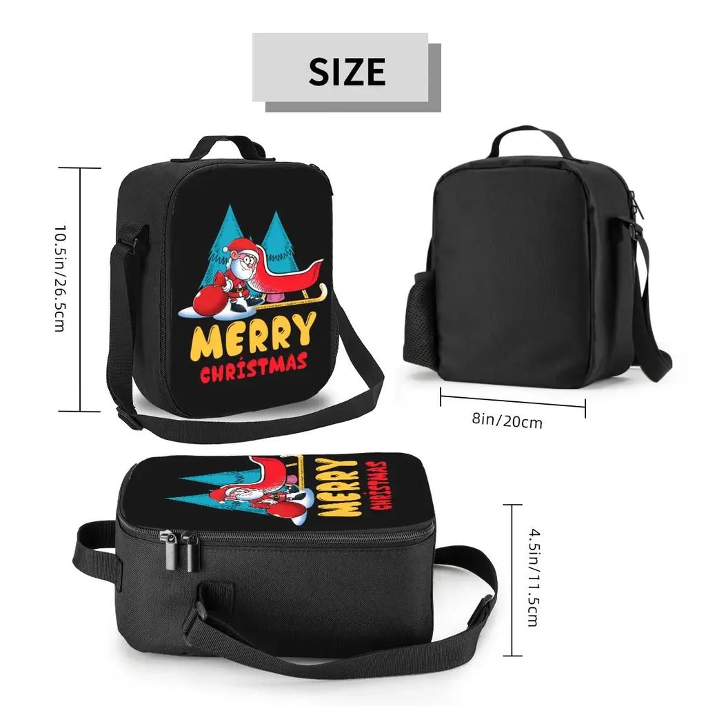 Cartoon Weihnachtsmann Isolierte Lunchtaschen für Schule Büro Frohe Weihnachten Snowboarden Auslaufsichere Kühltasche Thermische Bento-Box