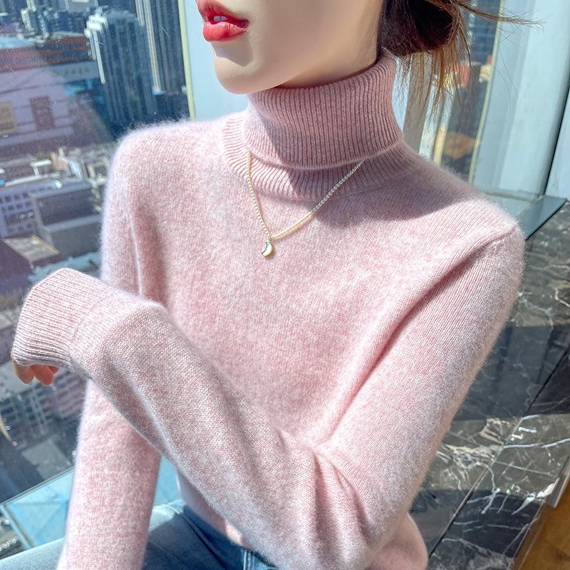 

Женский кашемировый свитер с высоким воротником прилегающего силуэта класса люкс – Утепленный для осени/зимы XL (suitable for 125-135 jin)