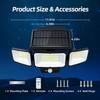 2 Pack Solar Outdoor Lights with Remote Control, Motion Sensor Outdoor Lights with 3 Modes, 3 Heads LED Security Lights, IP65 Waterproof Outdoor