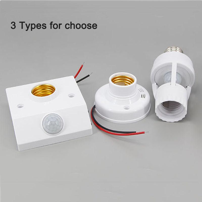 AC 110V-240V E27 Base Socket Sound or PIR Motion Human Body Infrared Sensor Control Lamp Holder Bulb LED Night Light Delay Time