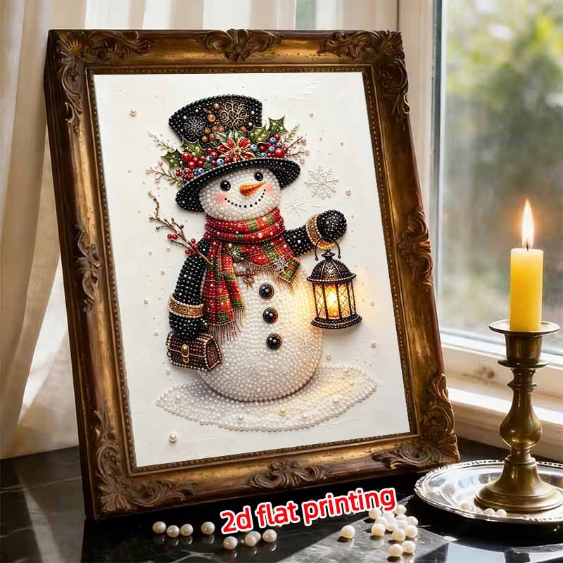 Frameless Pearl Painting Kit Festive Snowman Aesthetic Wall Art DIY Sparkling Bead Canvas Room Decor Creative Craft Gift
