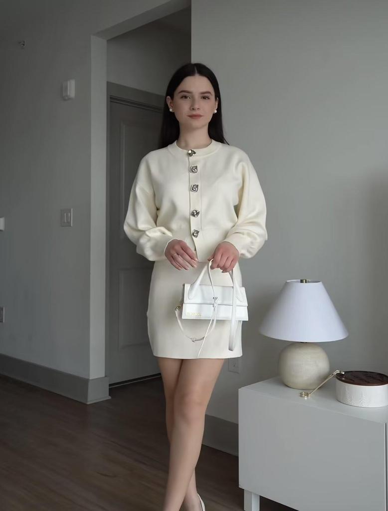 2025ZA Women's Spring/Fall Fashion Buttoned Knitted Cardigan & Skirt Set