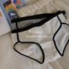 Female Spring and Autumn Simple Contrast Color Pure Cotton Comfortable Waist High Split Triangle Briefs