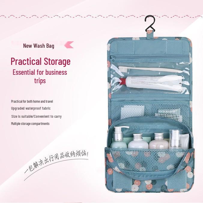 Foldable Hanging Travel Wash Bag & Makeup Organizer