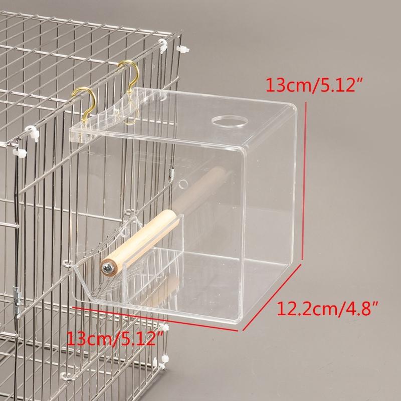 Dustproof Bird Food Box Hangable Feeding Box Automatic Bird Feeder Anti-spill Bird Food Container with Standing Perch