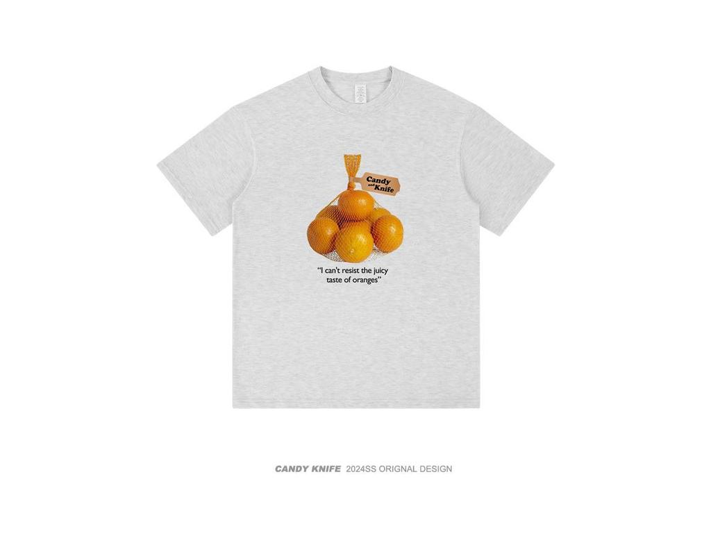 Unisex Summer Cotton T-Shirt with Fun Fruit Print - Loose, Short-Sleeved