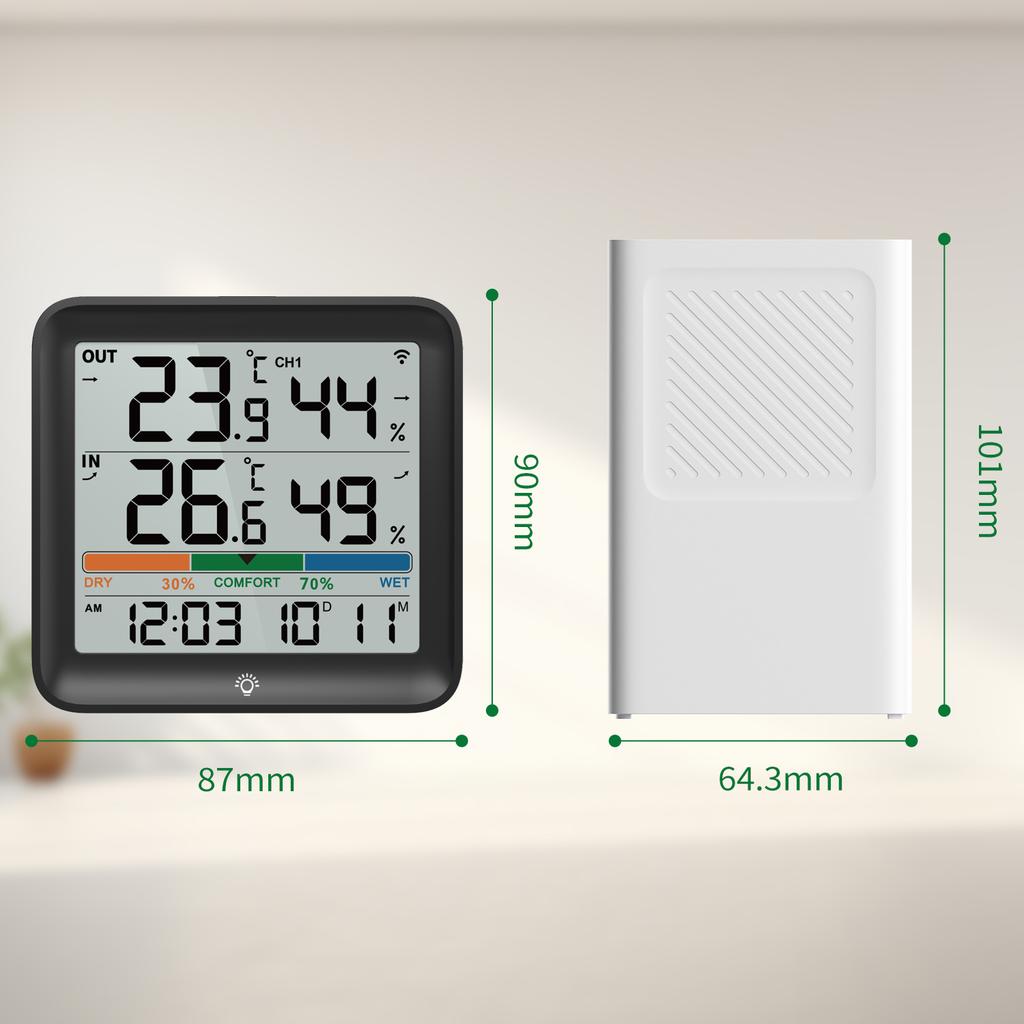 Home Weather Station LCD Digital Temperature Humidity Meter Thermometer Hygrometer Outdoor Temperature And Humidity With Sensor