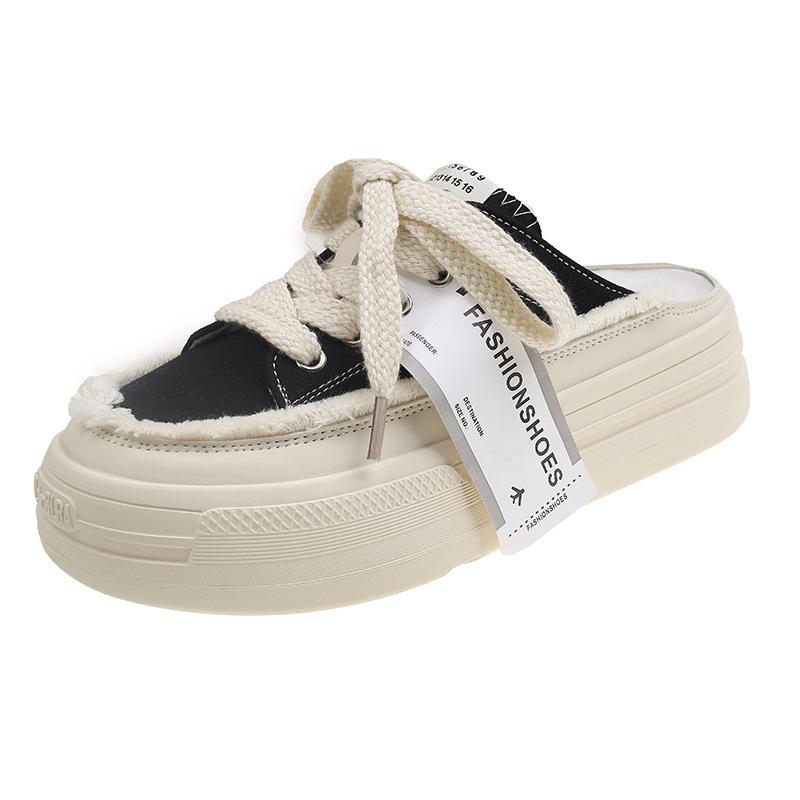 

Полубосоножки женские 2025 лето сумка голова верхняя одежда кеды маленький ароматный ветер один шаг ленивые на толстой подошве повседневные женские туфли 40 чёрный