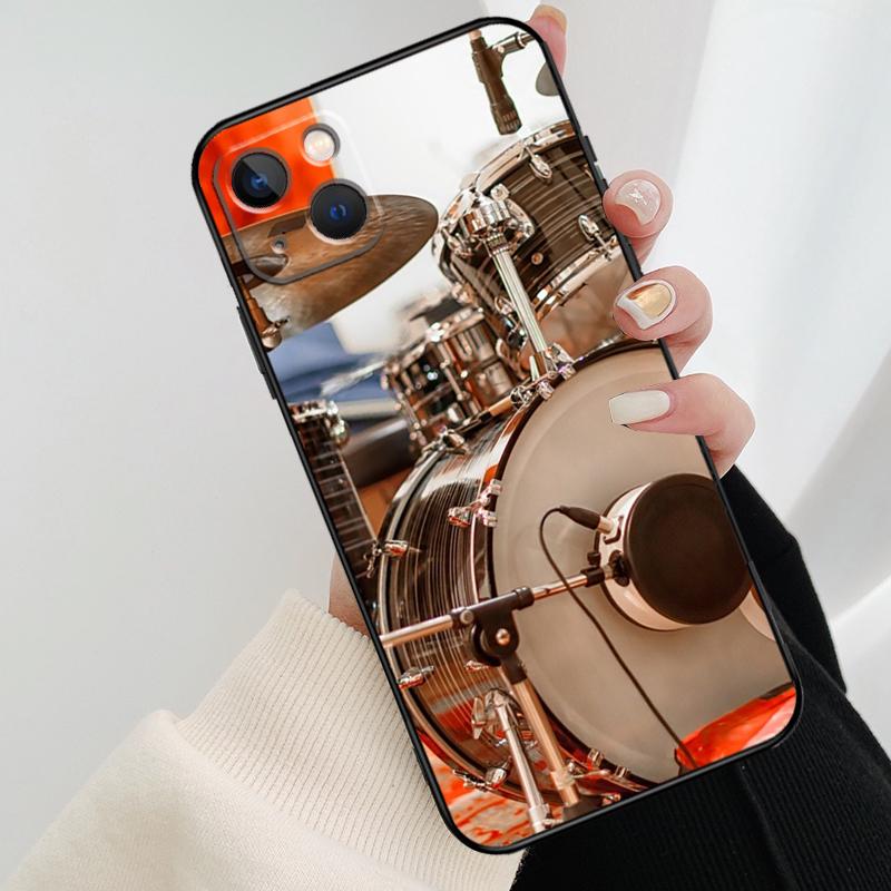 Musical Instrument Drum Phone Case For iPhone 11 12 13 14 15 16 Pro Max Mini X XR XS Max Plus Cover Funda