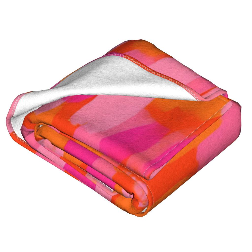 Xl Orange Pink Abstract Printed Blanket Throw Cozy Knit Bed Cover For Sofa Couch Living Room Home Decor Giant Size 150X200Cm