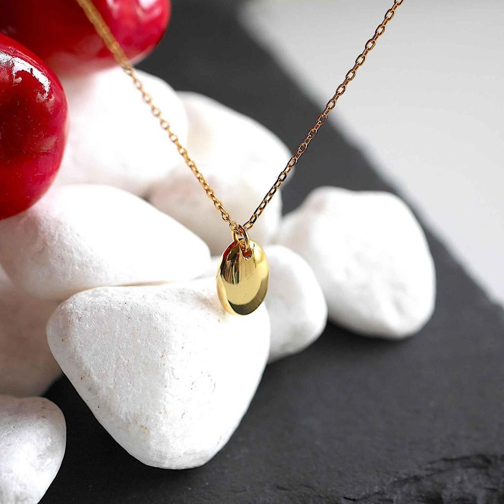 Genuine Gold and Sterling Silver 925 Charm Necklace Pendant for Men and Women. Simple, thin, small chain set with genuine drawstring pouch. Casual,