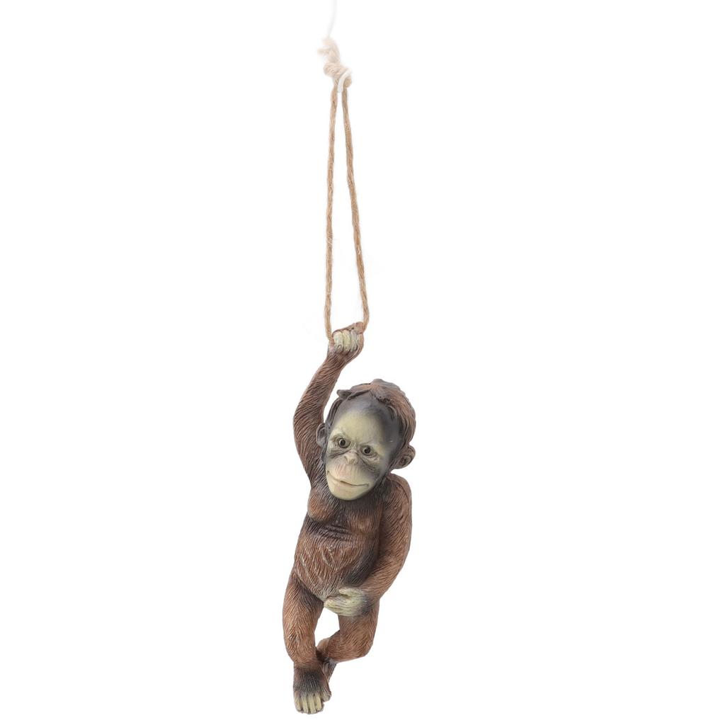 Baby Monkey Hanging Statue Exquisite Carving Resin Brown Monkey Sculptures for Trees Gardens