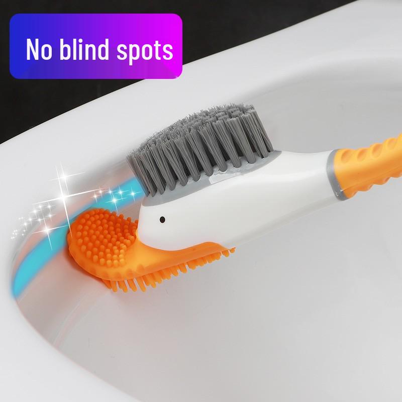 Yellow Duck Toilet Brush with Soft Bristles, Long Handle, Wall-Mount & Floor-Standing Options for Dead Angle Cleaning
