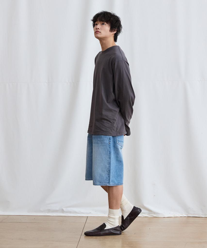 Peullabijeum Men Plain Relaxed Long Sleeve T-Shirt - Dark Gray
