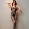 Open Crotch Sheer Bodysuit Mesh Clothing Crotchless Lingerie Thigh High Elastic Female Jumpsuit Lace Transparent Pajamas Fishnet