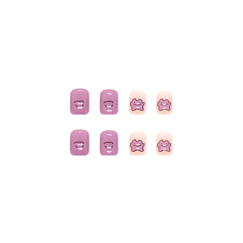 Artificial Nails Cute Smile Funny Nail Pieces Wearable Nail Stickers 24 Pieces