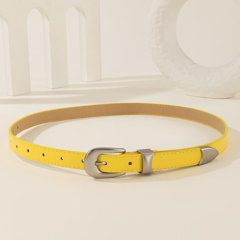 Solid Color Simple Metal Buckle Decoration Women Casual Belt For Daily Use