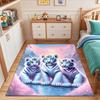 White Tiger Cubs in Mystical Sunset Scene Patterned carpet, suitable as a non slip play mat for the living room and bedroom sofa