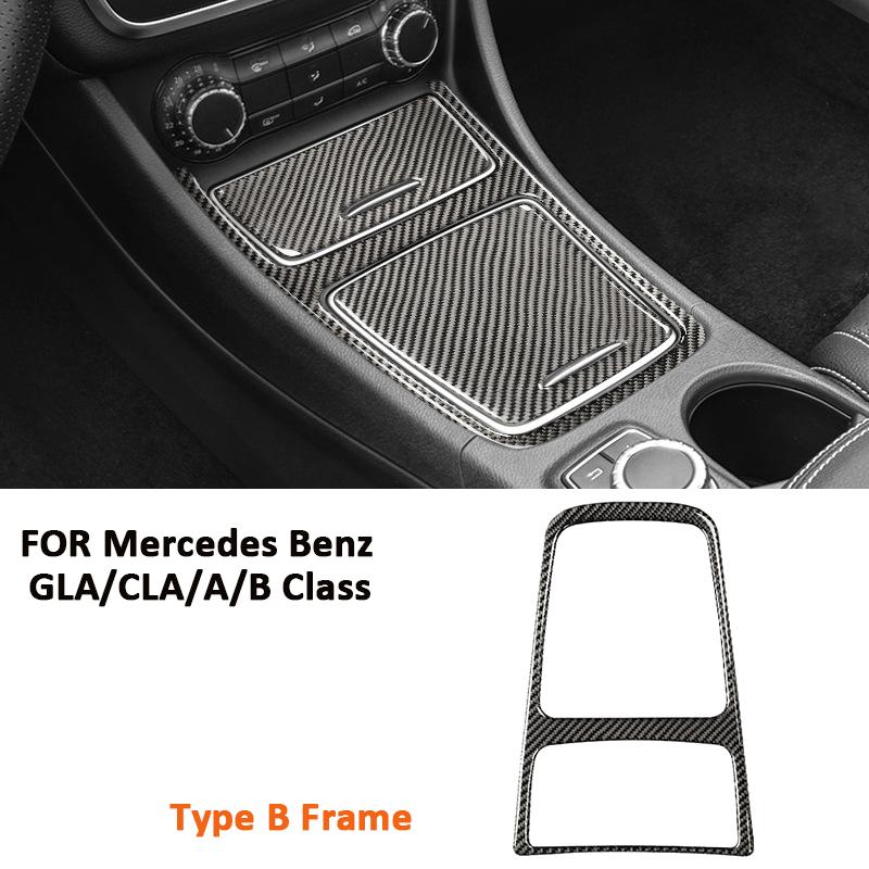 Kohlefaser Auto Mittelkonsole Aufbewahrungsbox Panel Verkleidung Abdeckung Dekoration Innenraum Aufkleber Für Mercedes Benz GLA CLA A B Klasse