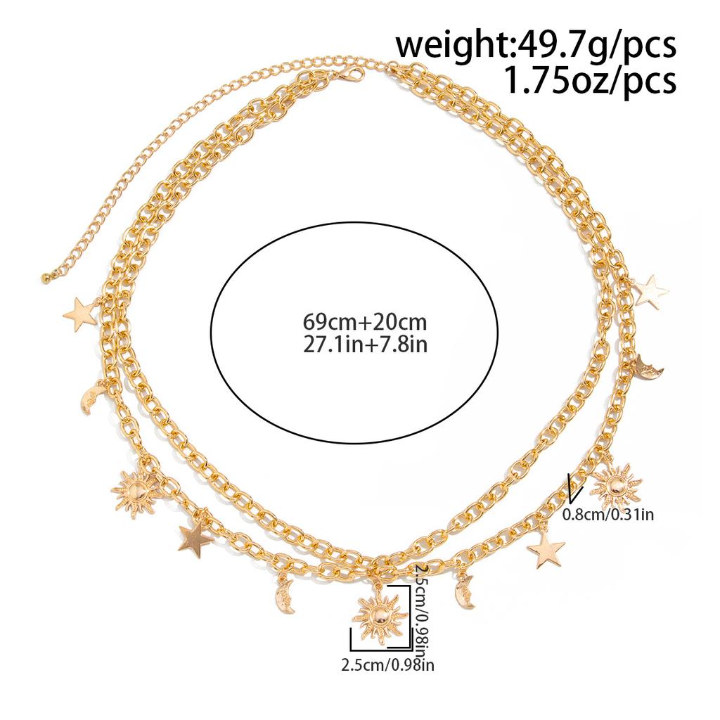 Beach Holiday Star Sun Pendant Waist Chain Sexy Simple Metal Double Layer Body Chain Fashion Retro Travel Women's Jewellery