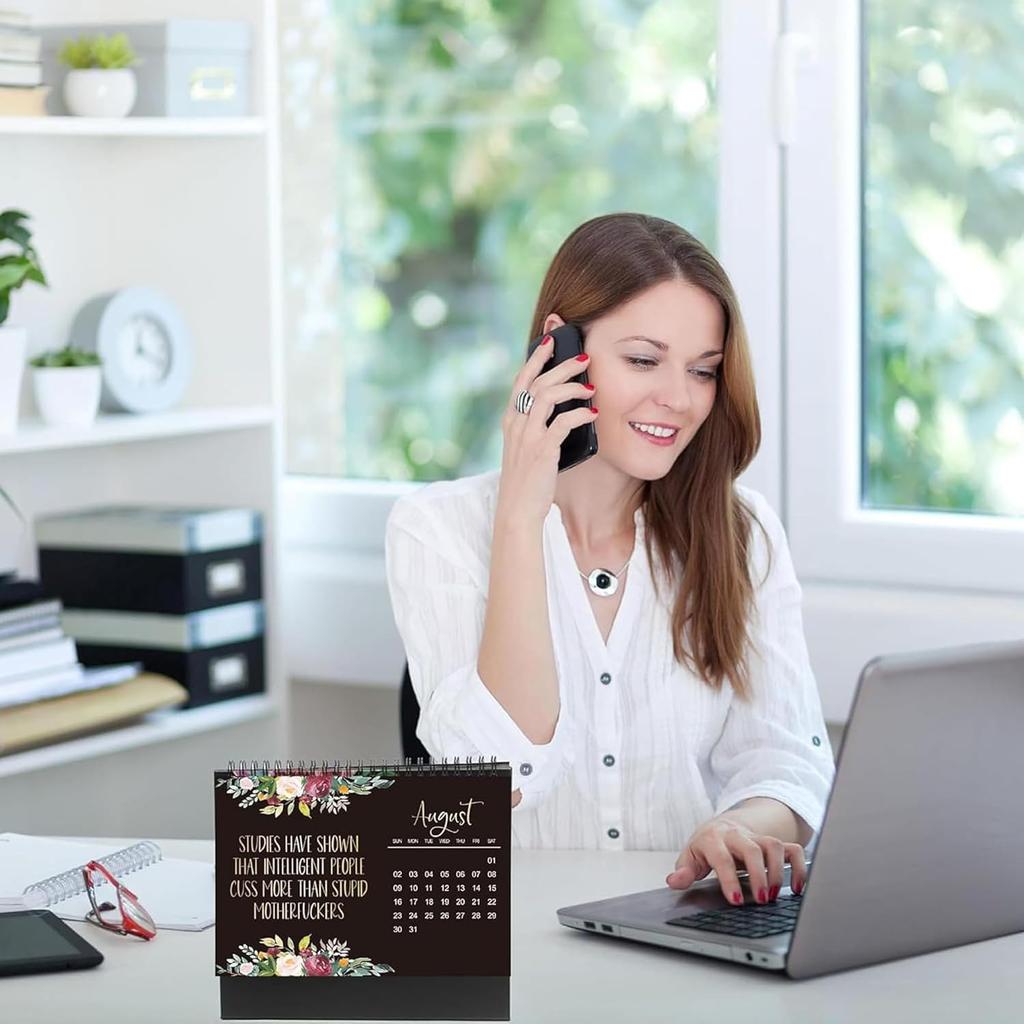 2026 Desk Calendar for Tired-Ass Women, Fu-ck it 2026 Calendar, Funny Swear Word Planner Monthly Calendar Gag Gift for Women Home Office White