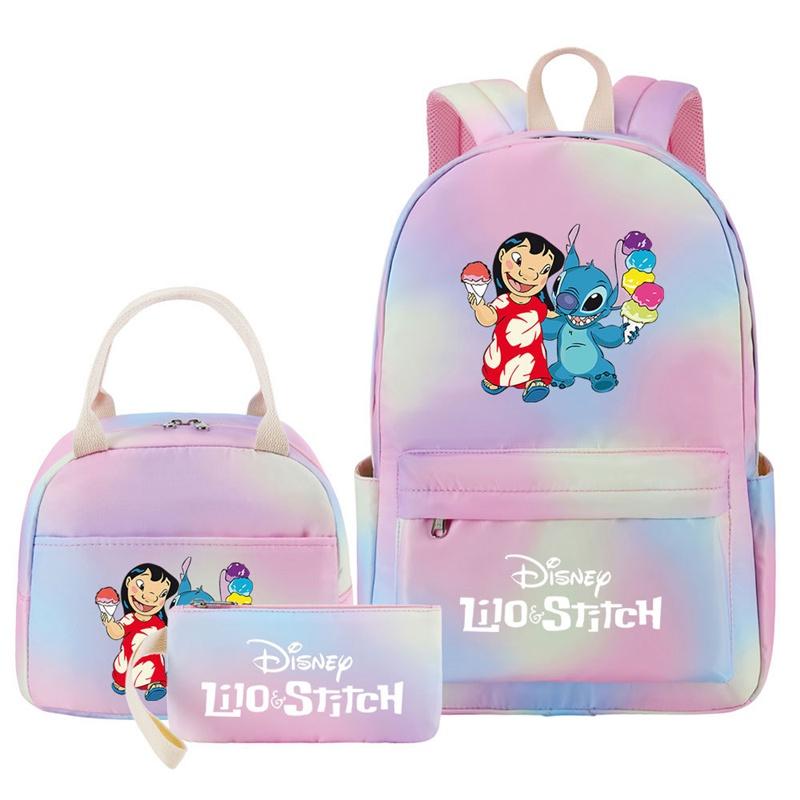 

Stitch Teenage Student Girls School Bag Lunch Bag Set Oxford Fabric Anti-theft Waterproof Shockproof 20l Capacity Style A