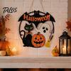 Durable Holiday Party Supplies Halloween Wood Hanging Ornament with Ghost Pumpkin Bat Cat Prints, Childlike Scary Decor Waterproof Front Door Sign for