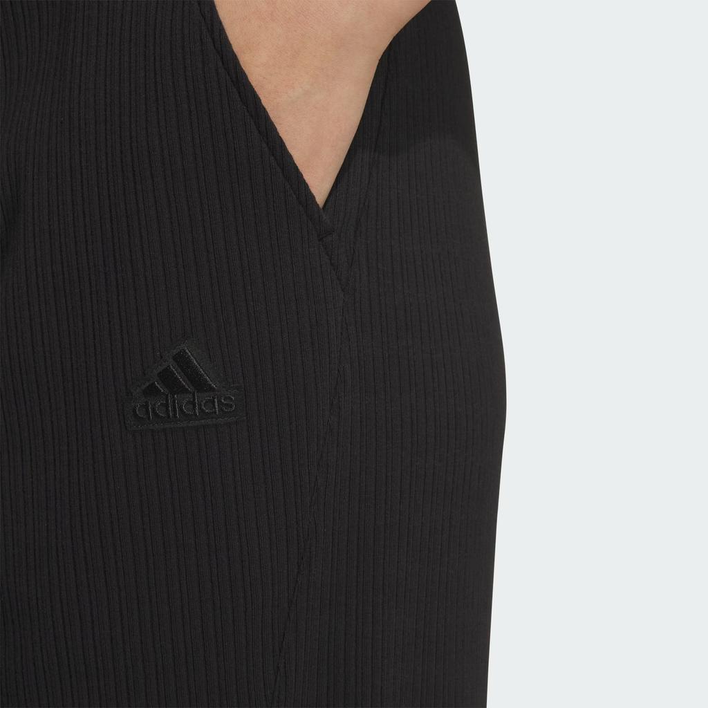 Adidas Lounge Wide Leg Knit Joggers Women Bottoms Black JJ3604