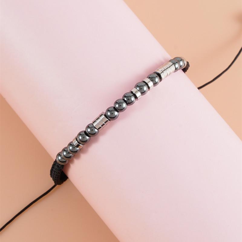 Europäisches & Amerikanisches Edelstahl-Morsecode-Armband mit Schwarzen Perlen