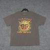 Subliem T-shirt Heren 2XL Grijs Long Beach Zon Gezicht Grafisch Katoen Vintage Stijl